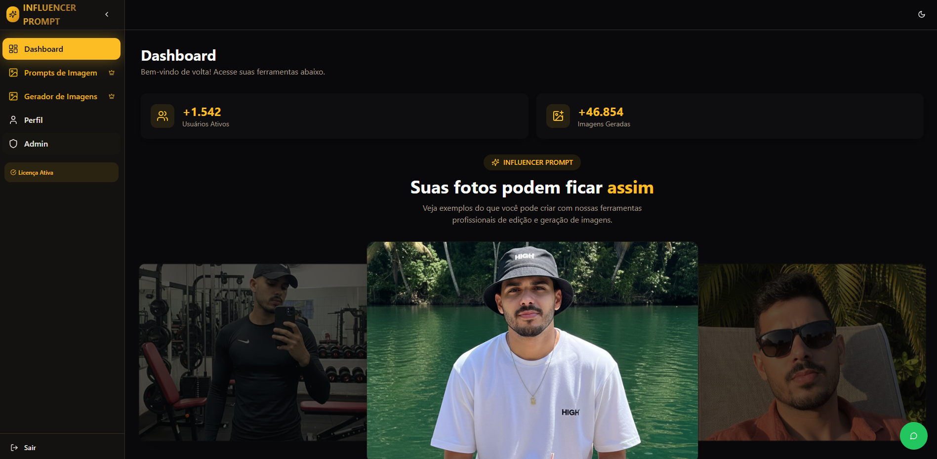 Screenshot do projeto Influencer Prompt